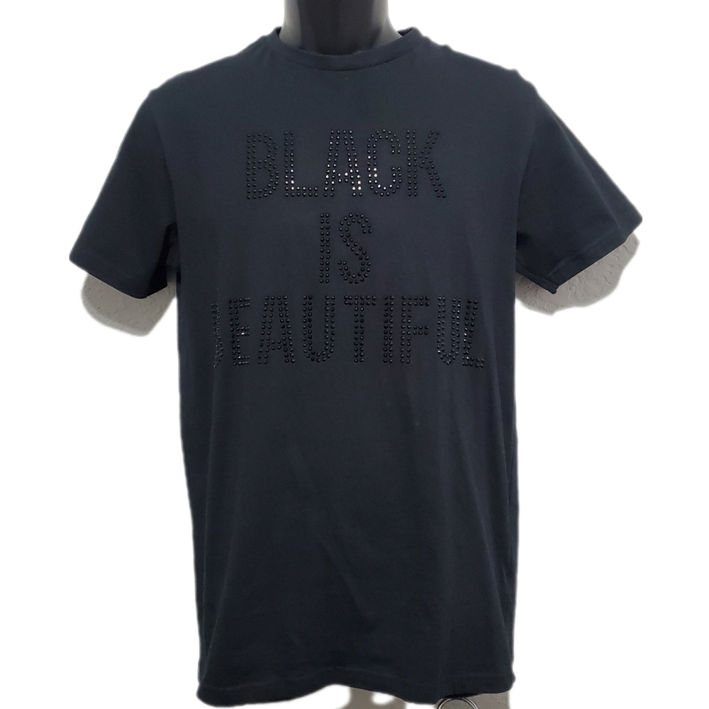 2/$30 Cactus Man Ricky Singh "Black is Beautiful" Black Rhinestone T-Shirt